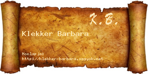 Klekker Barbara névjegykártya